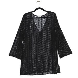 LCW Black Knit Swim Coverup Tunic Dress Size 2XL